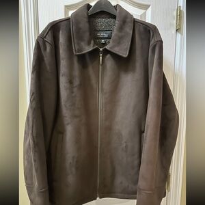 Faux Suede Sherpa Lined Brown Coat XXL